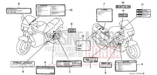 CAUTION LABEL (VFR750FL/FM/FN/FP) VFR750FN de 1992